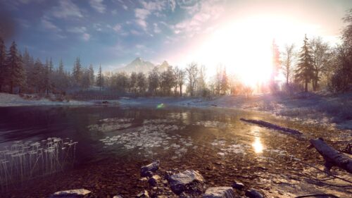 Breathtaking Winter Lake Sunrise Landscape 4K PC Wallpaper