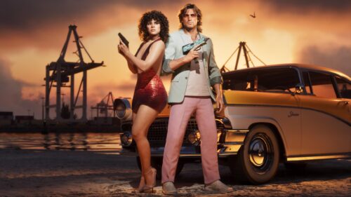 GTA VI Lucia and Jason Duo at Sunset Port 4K Wallpaper
