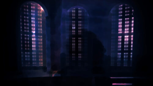 Mysterious Gothic Arched Windows Dark Abstract 4K Wallpaper