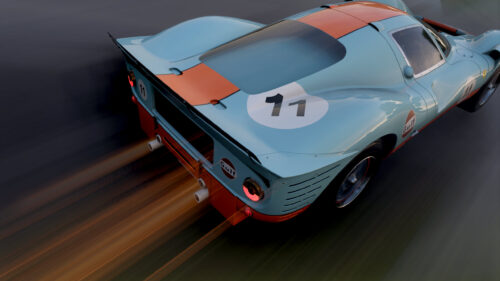 Iconic Gulf Racing Ferrari 330 P4 High Speed Motion PC Wallpaper