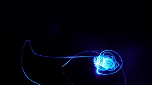 Abstract Glowing Blue Light Trails Long Exposure Desktop Wallpaper