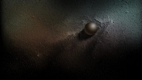 Minimalist Dark Sphere on Textured Concrete Surface PC Wallpaper