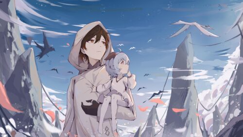 Genshin Impact Zhongli and Ganyu Anime Fantasy Landscape PC Wallpaper