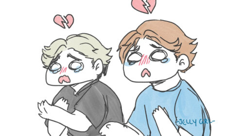 Sad Anime Boys Crying with Broken Hearts Aesthetic PC Wallpaper