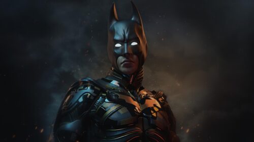 Cinematic Batman Dark Knight Armored Suit Glowing Eyes 4K Wallpaper