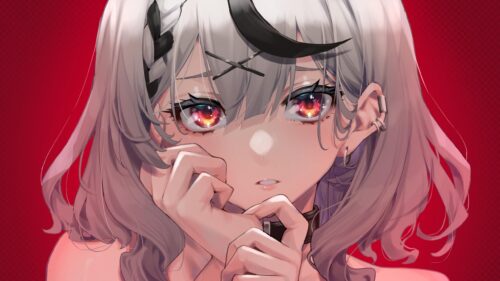Stunning Anime Girl with Glowing Red Eyes Art PC Wallpaper