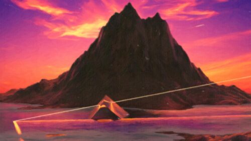 Surreal Mountain Landscape with Prism Light Effect 4K Wallpaper
