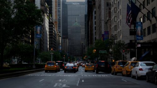 Iconic New York City Streets at Twilight Urban Skyline PC Wallpaper