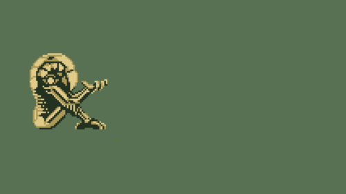 Minimalist Retro Pixel Art Character in Muted Sage Green PC Wallpaper