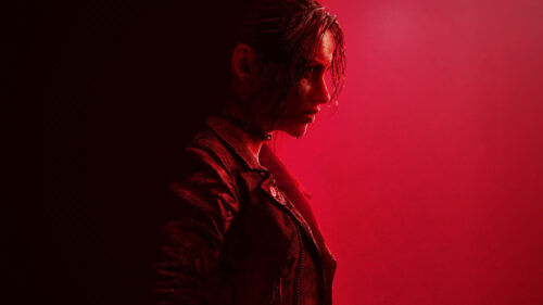 Intense Woman Portrait in Red Cinematic Lighting 4K Wallpaper