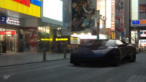 Lamborghini Murcielago in Akihabara Night City Street PC Wallpaper