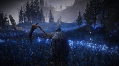 Elden Ring Grim Reaper in Blue Glowing Field 4K PC Wallpaper