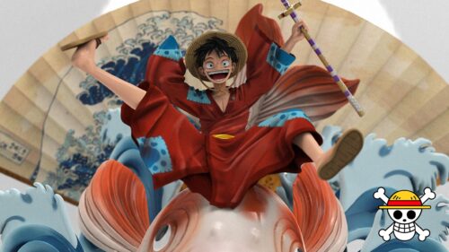 Monkey D Luffy Wano Arc Joyful Pose One Piece 4K Desktop Wallpaper