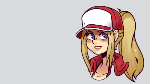 Cute Anime Girl with Blonde Ponytail and Red Hat PC Wallpaper