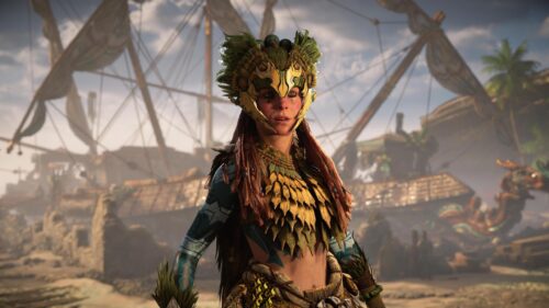 Aloy in Tenakth Armor Horizon Forbidden West PC Wallpaper