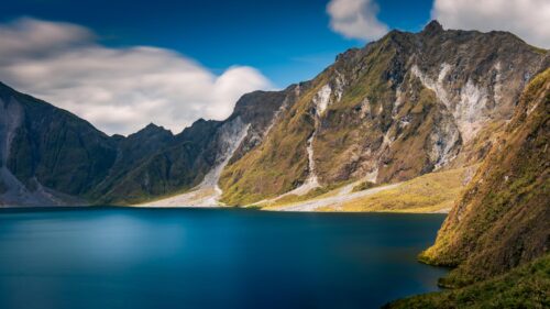 Breathtaking Crater Lake at Mount Pinatubo Scenic Landscape 4K Wallpaper
