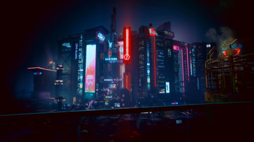 Futuristic Cyberpunk Night City Skyline 4K Desktop Wallpaper