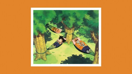 Goku Krillin and Master Roshi Sleeping in Hammocks Dragon Ball Desktop Wallpaper