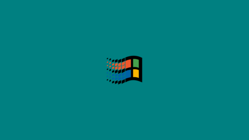 Minimalist Retro Windows 95 Logo Teal Background 4K Wallpaper