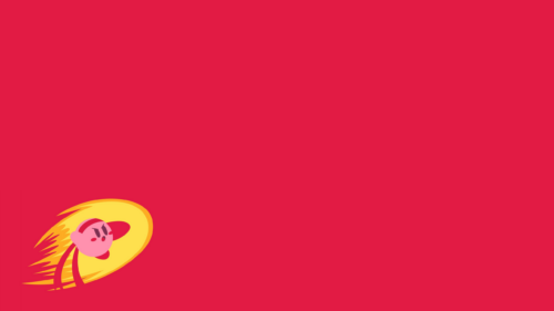Minimalist Kirby Speeding Through Space Red Background PC Wallpaper