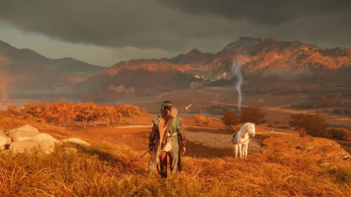 Samurai Warrior in Autumn Landscape Ghost of Tsushima PC Wallpaper