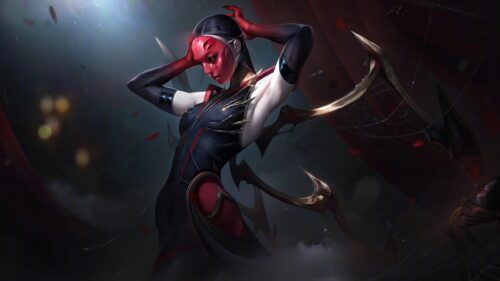 Mysterious Assassin in Red Mask Fantasy Art Desktop Wallpaper