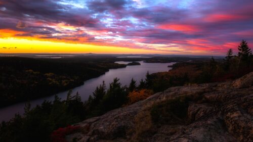 Breathtaking Sunset Over Lake and Forest Scenic View 4K Wallpaper