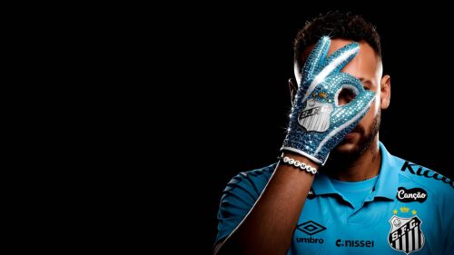 Neymar Jr Santos FC Blue Sparkling Glove 4K PC Wallpaper