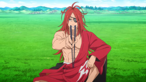 Anime Warrior Guy with Red Hair and Eye Patch 4K Desktop Wallpaper