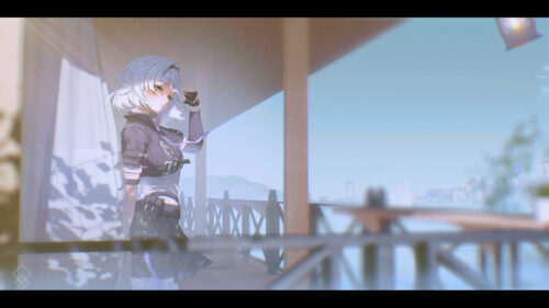 Anime Girl Standing on Balcony Aesthetic 4K PC Wallpaper