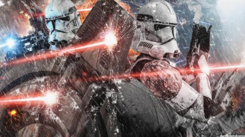 Intense Star Wars Clone Troopers Battle Scene 4K Wallpaper