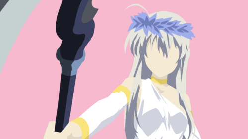 Minimalist Anime Girl with Scythe Pink Background 4K Wallpaper