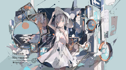 Anime Girl in Surreal Abstract Dreamscape Art Desktop Wallpaper