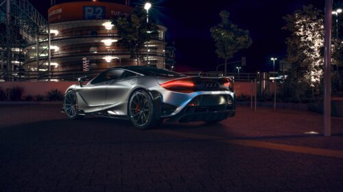 Silver McLaren Supercar Night Parking City Scene 4K Desktop Wallpaper
