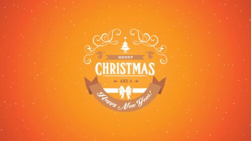 Elegant Merry Christmas and Happy New Year Orange Background PC Wallpaper