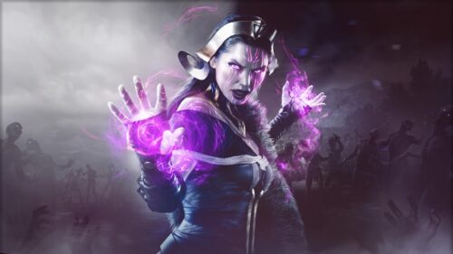 Sindel Mortal Kombat Sorceress Unleashing Purple Magic 4K PC Wallpaper