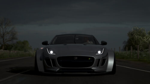 Aggressive Widebody Jaguar F Type Sports Car Night Drive PC Wallpaper