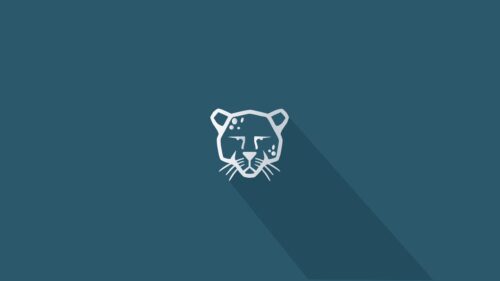 Minimalist Panther Head Icon with Long Shadow Blue PC Wallpaper