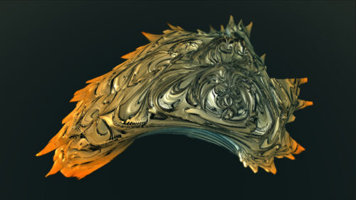 Golden Abstract Fractal Sculpture Metallic 4K Wallpaper