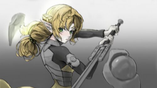 Anime Elf Warrior Girl with Sword 4K Desktop Wallpaper