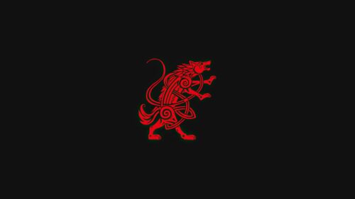 Minimalist Red Celtic Wolf Knot Design PC Wallpaper