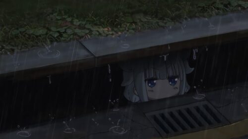 Kanna Kamui Hiding in the Rain Anime PC Wallpaper