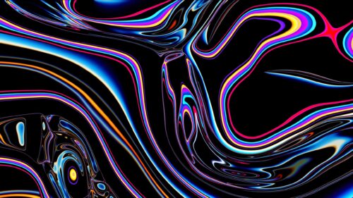 Neon Liquid Abstract Fluid Art Dark Background 4K Wallpaper
