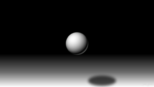 Minimalist 3D Floating White Sphere Against Dark Gradient PC Wallpaper