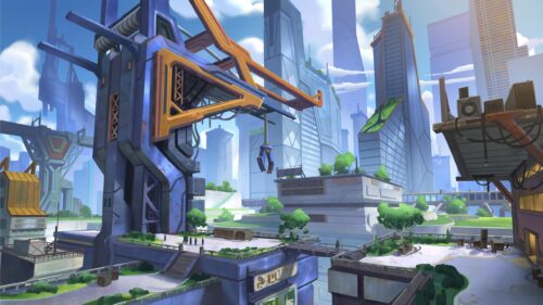 Futuristic Sci-Fi City Industrial Zone Digital Art Desktop Wallpaper