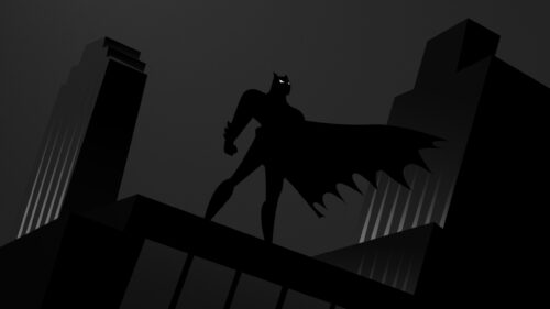Minimalist Batman Silhouette Gotham City Skyline PC Wallpaper