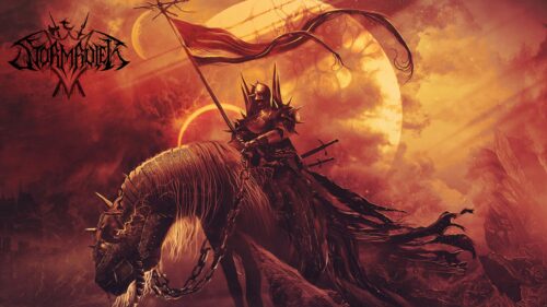 Epic Dark Fantasy Knight Riding Horse Under Crimson Moon PC Wallpaper