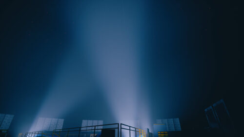 Industrial Spotlight Warehouse Night Scene 4K Wallpaper