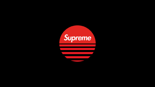 Minimalist Supreme Red Sunset Logo Aesthetic PC Wallpaper