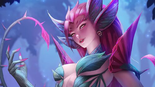 Coven Zyra League of Legends Pink Haired Sorceress Fantasy Desktop Wallpaper